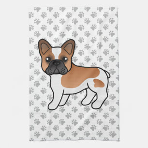 Rode en Witte Franse Bulldog Schattige Cartoon Hon Theedoek