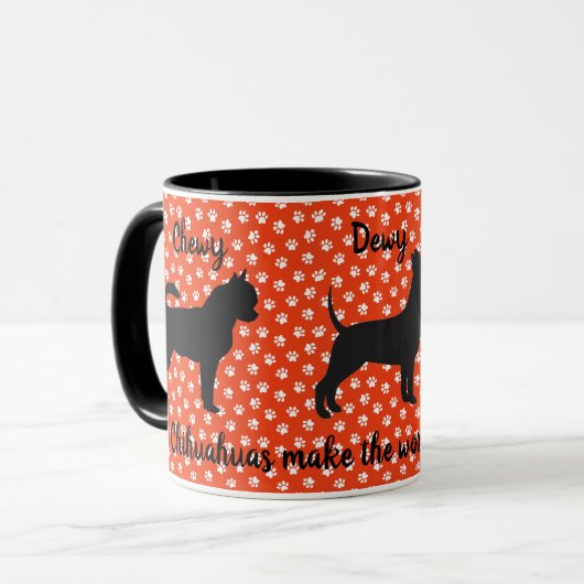 Rode en witte Gepersonaliseerd Chihuahua-Mok Mok (Voorkant links)