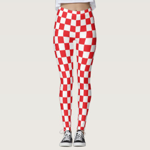 Rode en witte geruite vierkanten Vierkant patroon Leggings