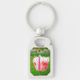 Rode en Witte Gestreepte Tulp  Sleutelhanger