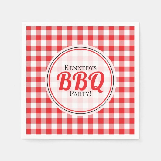 Rode en witte gingham check familie BBQ Servet (Voorkant)