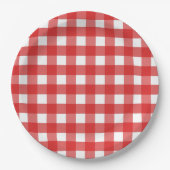 Rode en witte gingham papieren bordje (Voorkant)