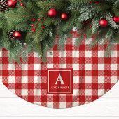 Rode En Witte Gingham Plaid Monogram Kerstboom Rok