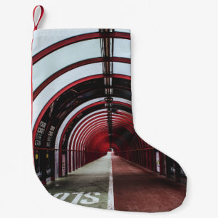 RODE EN WITTE GLAS TUNNEL KLEINE KERSTSOK