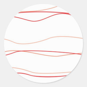 Rode en witte golven ronde sticker