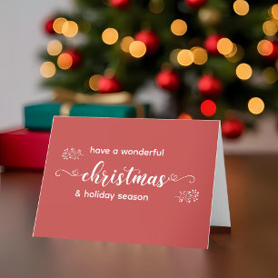 Rode en witte hand getrokken eenvoudige kerst feestdagen kaart