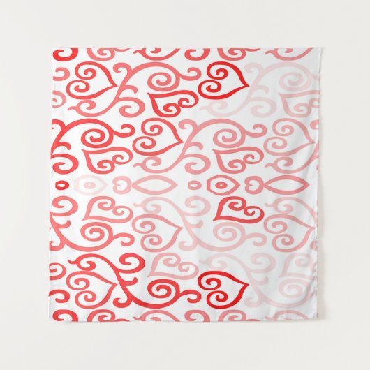 Rode en Witte Hart Print Wandkleed (Voorkant (horizontaal))