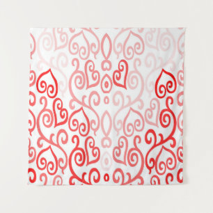 Rode en Witte Hart Print Wandkleed