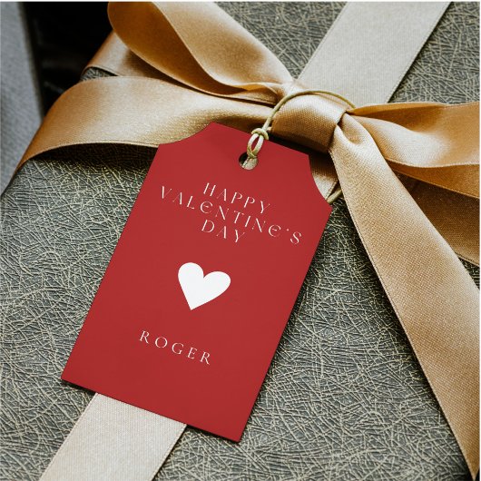 Rode en witte hart Valentijnsdag Cadeaulabel