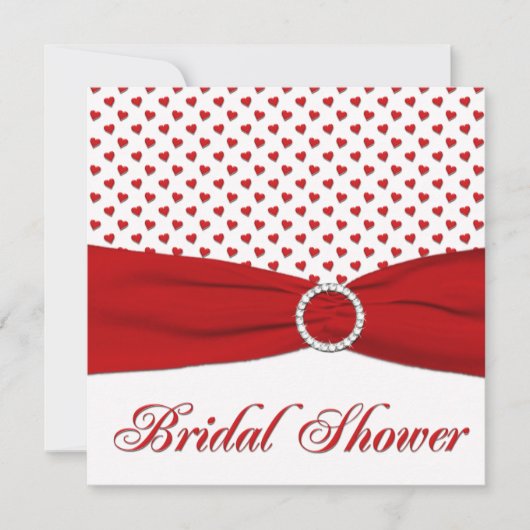 Rode en witte harten Bridal Shower Invitation Kaart (Voorkant)