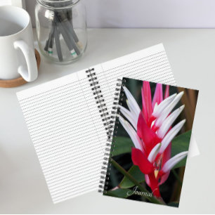 Rode en Witte Heliconia Bloem Notitieboek