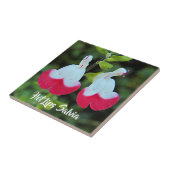 Rode en witte hete lippen Salvia Floral Tegeltje (Zijkant)