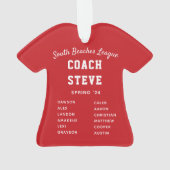 Rode en witte honkbal Coach Team Jersey Ornament (achterkant)