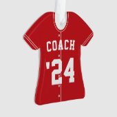 Rode en witte honkbal Coach Team Jersey Ornament (voorkant)