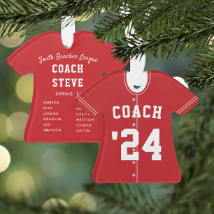 Rode en witte honkbal Coach Team Jersey Ornament