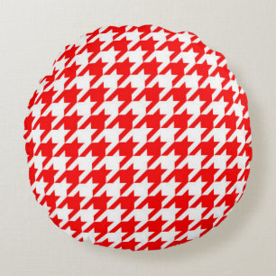 Rode en witte Houndstooth-controle Rond Kussen