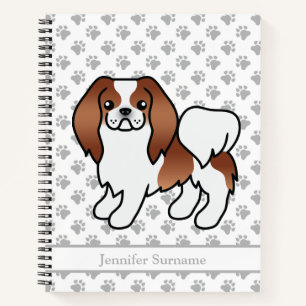 Rode En Witte Japanse Chin Cartoon Hond & Tekst Notitieboek