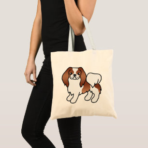 Rode En Witte Japanse Chin Cartoon Hond Tote Bag
