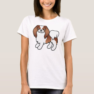 Rode En Witte Japanse Chin Schattige Cartoon Hond T-shirt