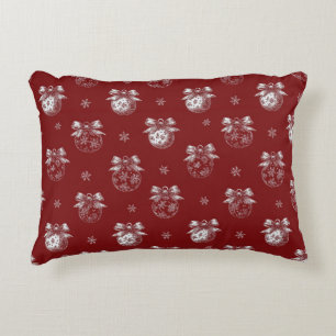 Rode en Witte Kerstbal Toile De Jouy Accent Kussen