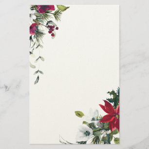 Rode en Witte Kerstbloemen Briefpapier