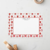 Rode en Witte Kerstbogen Notitiekaartje (Voorkant / Achterkant in situ)