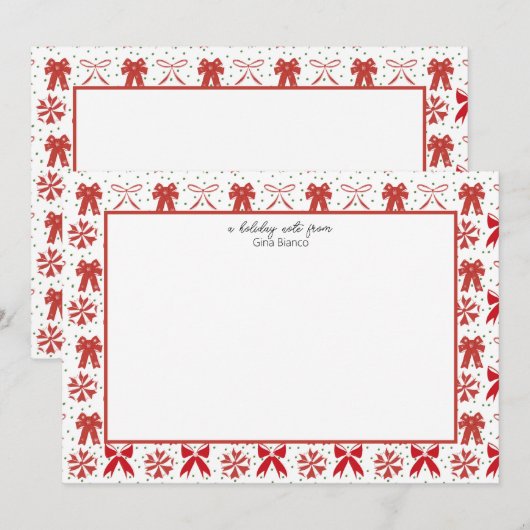 Rode en Witte Kerstbogen Notitiekaartje (Voorkant / Achterkant)