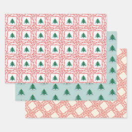  rode en witte kerstboom inpakpapier vel