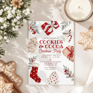 Rode en Witte Kerstfeest Uitnodiging