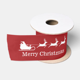 Rode En Witte Kerstman Slede & Prettig Kerstfeest Lint