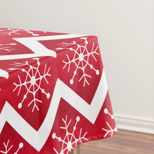 Rode en witte kerstsnowflakes Chevron Pattern Tafelkleed (Voorbeeld)