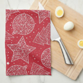 Rode en witte keukenhanddoeken voor kerstmis (Quarter Fold)