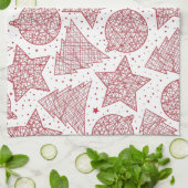 Rode en witte keukenhanddoeken voor kerstmis (Gevouwen)