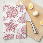 Rode en witte keukenhanddoeken voor kerstmis (Quarter Fold)