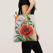 Rode en witte klaprozen Canvas tas Flowers (Dichtbij)
