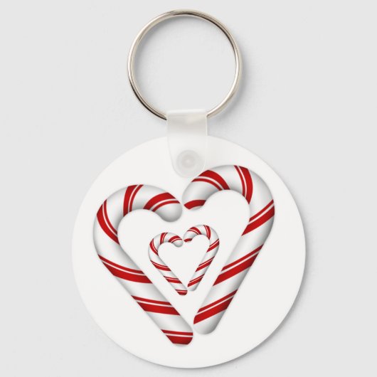 rode en witte kleine snoeprietharten sleutelhanger (Voorkant)