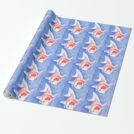 rode en witte Koi Cadeaupapier (Uitgerold)