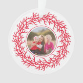 Rode en witte krans foto ornament (voorkant)