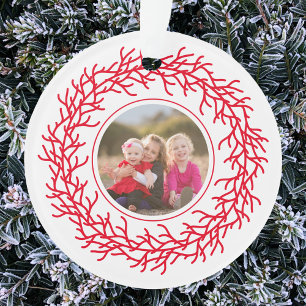 Rode en witte krans foto ornament