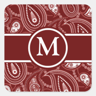 Rode en witte paisley vierkante sticker