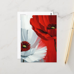 Rode en witte papavers briefkaart