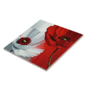 Rode en witte papavers tegeltje (Zijkant)