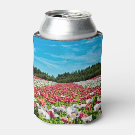 Rode en witte papavervelden blikjeskoeler (Blikje Voorkant)