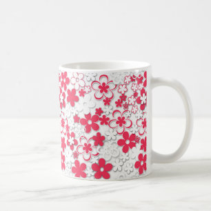 Rode en witte papieren bloemen koffiemok