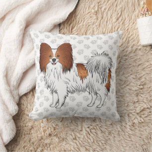 Rode En Witte Papillon Cartoon Hond Met Pootjes Kussen
