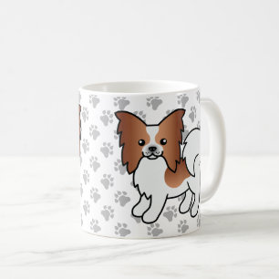 Rode En Witte Papillon Cute Cartoon Hond & Pootafd Koffiemok