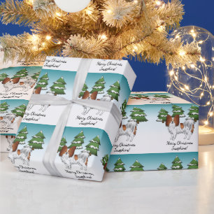 Rode En Witte Papillon Cute Hond In Winter Bos Cadeaupapier