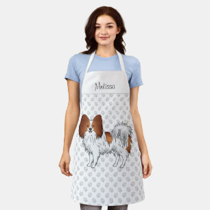Rode En Witte Papillon Cute Hond Met Aangepaste Te Schort