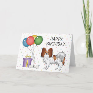 Rode En Witte Papillon Hond Gefeliciteerd Kaart
