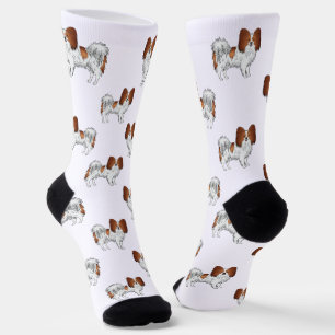 Rode En Witte Papillon Mooie Cartoon Hond Patroon Sokken